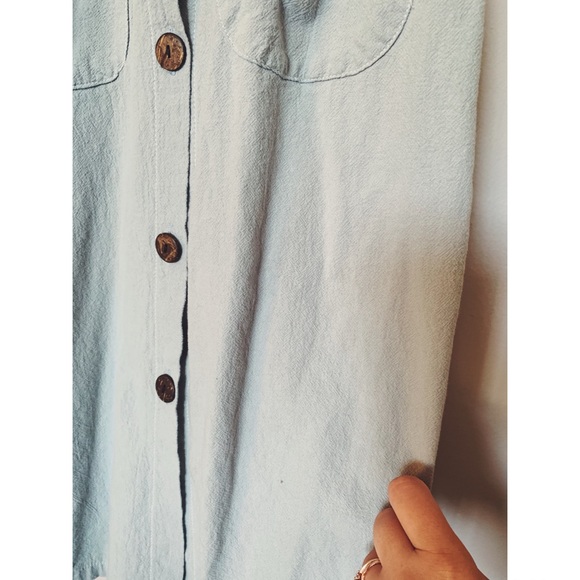 Baby Blue Button Down Midi Dress - Picture 4 of 4